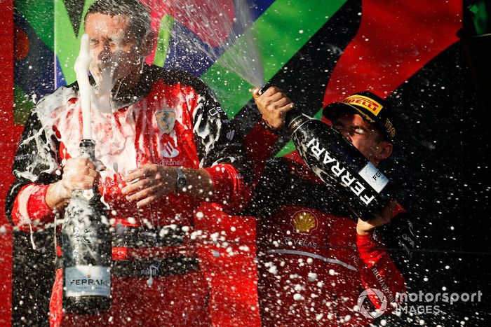 Podio: ganador Charles Leclerc, Ferrari