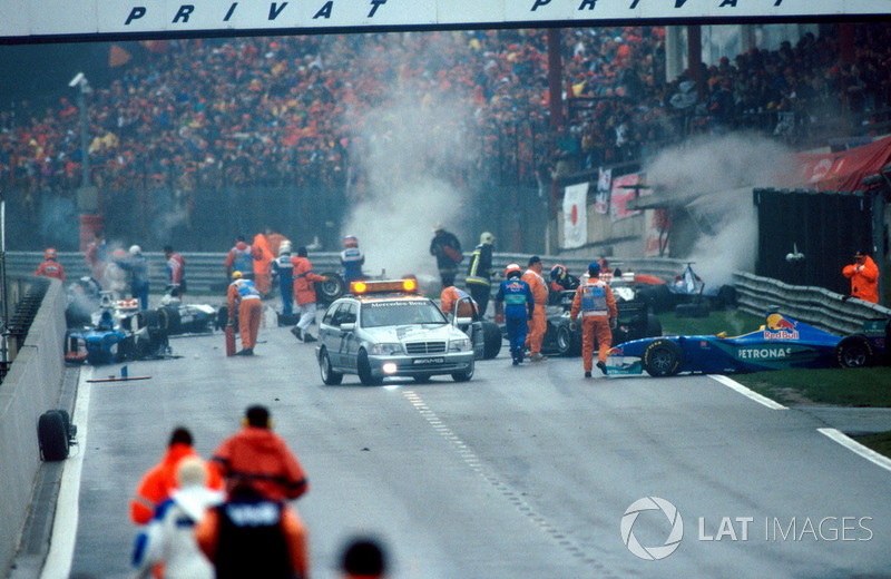 The aftermath of one of the worst ever F1 Crashes