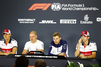 Marcus Ericsson, Sauber, Valtteri Bottas, Mercedes AMG F1, Sergey Sirotkin, Williams Racing ve Charles Leclerc, Sauber basın toplantısı