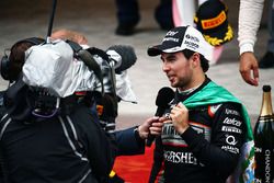 Sergio Pérez, Sahara Force India F1 celebra su tercer puesto en el podio