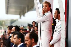 Race winner Nico Rosberg, Mercedes AMG F1 with team mate Lewis Hamilton, Mercedes AMG F1 on the podium