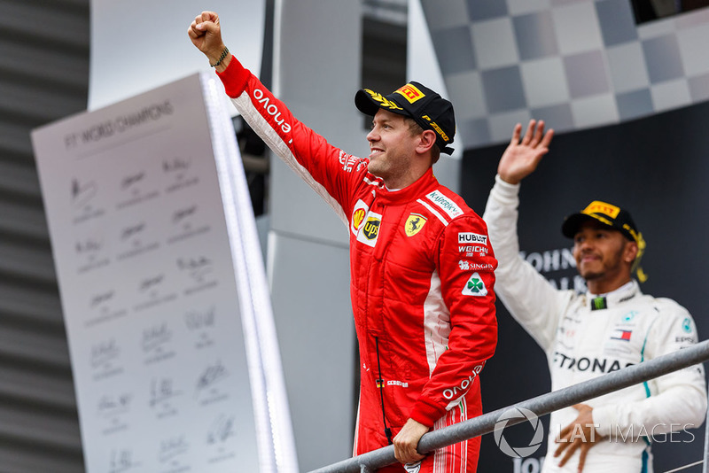 Sebastian Vettel, Ferrari świętuje na podium