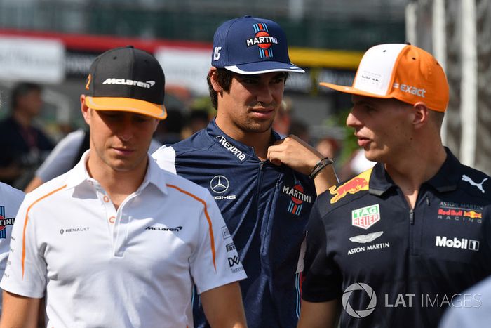 Stoffel Vandoorne, McLaren, Lance Stroll, Williams Racing y Max Verstappen, Red Bull Racing