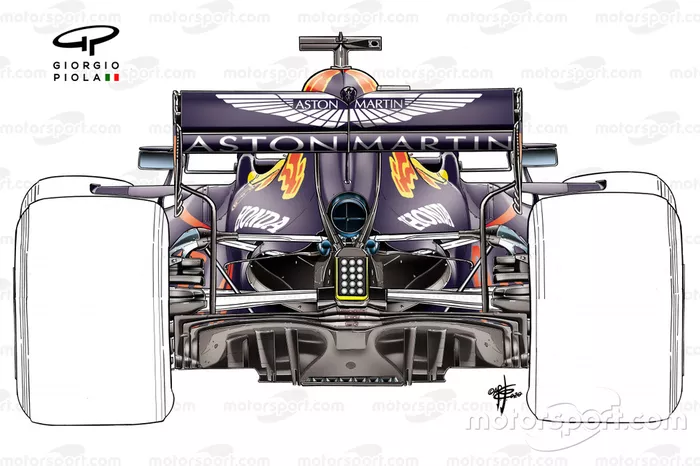Detalle de los escapes del Red Bull Racing RB16