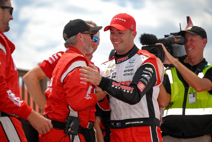 Ganador Scott McLaughlin, Team Penske Chevrolet, Victory Lane