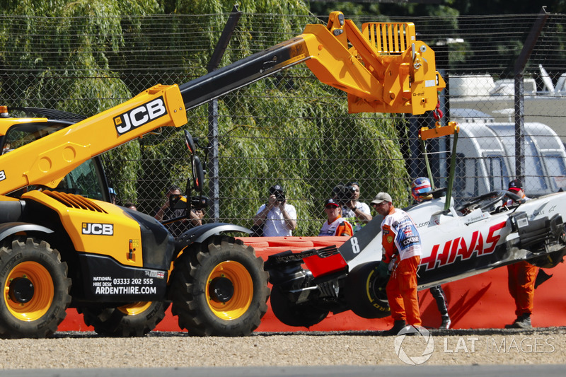 Romain Grosjean, Haas F1 Team, pascakecelakaan