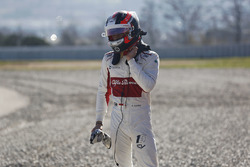 Charles Leclerc, Alfa Romeo Sauber F1 Team walks in after crashing