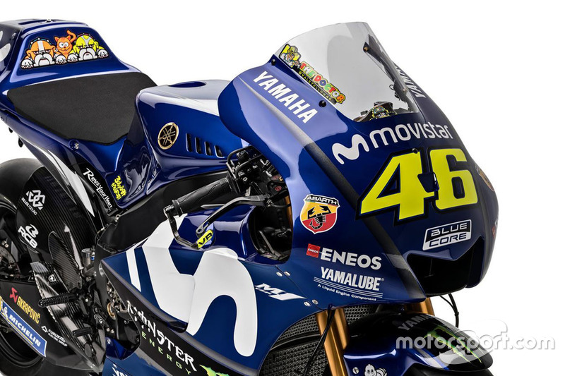 Detalle de la moto de Valentino Rossi, Yamaha Factory Racing