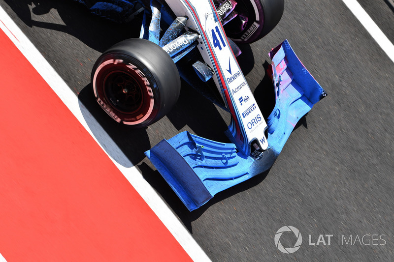 El alerón delantero del Williams FW41 con parafina