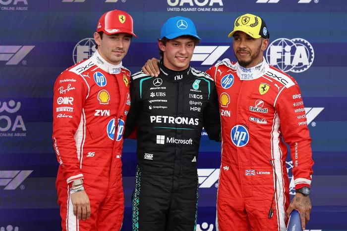 Charles Leclerc, Ferrari, Lewis Hamilton, Ferrari, Andrea Kimi Antonelli, Mercedes