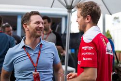 Christian Horner, Red Bull Racing Team Principal and Sebastian Vettel, Ferrari