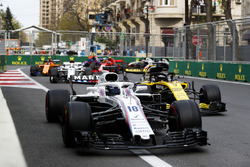Lance Stroll, Williams FW41 Mercedes, Nico Hulkenberg, Renault Sport F1 Team R.S. 18, Charles Leclerc, Sauber C37 Ferrari, and Stoffel Vandoorne, McLaren MCL33 Renault