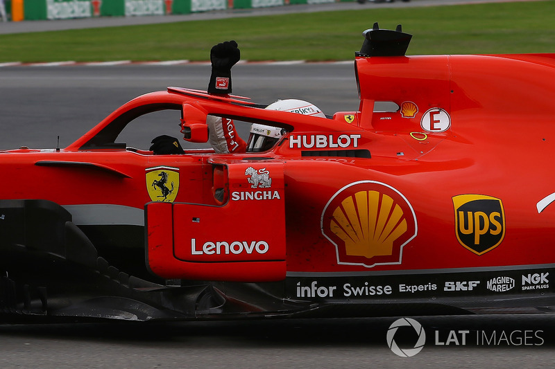 Vettel typically celebrates victory in Italian language