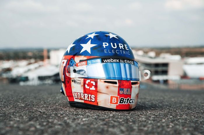 El casco de Lando Norris, McLaren, para el GP de Estados Unidos 2021