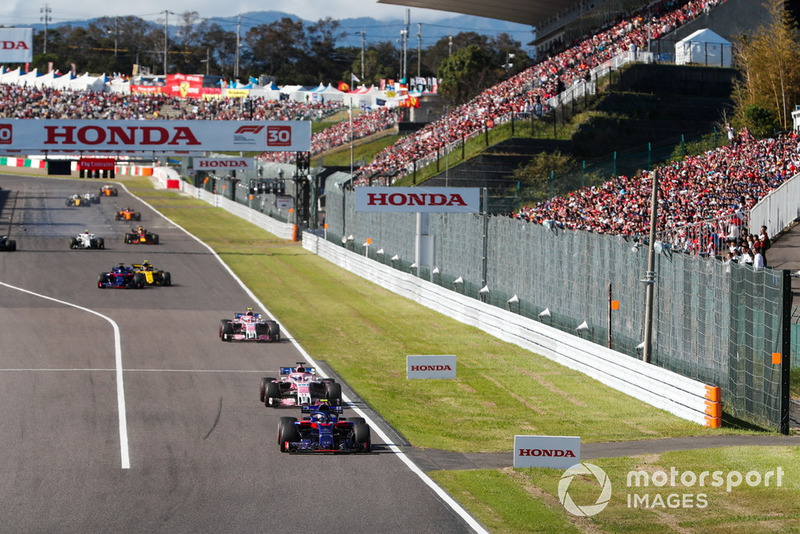 Pierre Gasly, Scuderia Toro Rosso STR13, devance Sergio Perez, Racing Point Force India VJM11, Esteban Ocon, Racing Point Force India VJM11, Carlos Sainz Jr., Renault Sport F1 Team R.S. 18, et Brendon Hartley, Toro Rosso STR13