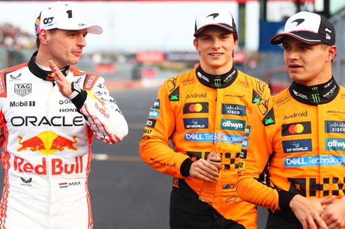 Lando Norris, McLaren, Oscar Piastri, McLaren, Max Verstappen, Red Bull Racing