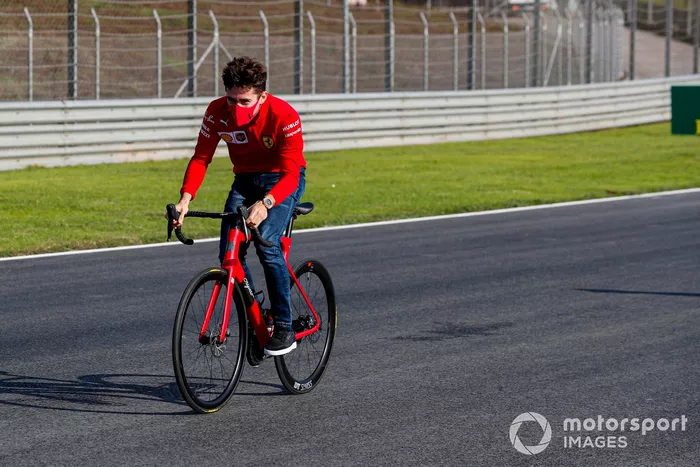 Charles Leclerc, Ferrari, cycles the track