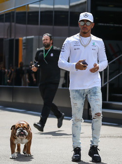 Lewis Hamilton, Mercedes AMG F1, mit Hund Roscoe