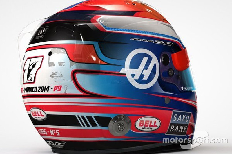 Casco de Romain Grosjean con homenaje a Jules Bianchi