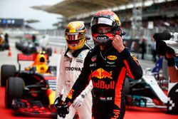 Max Verstappen, Red Bull Racing, race winner, celebrates in Parc Ferme