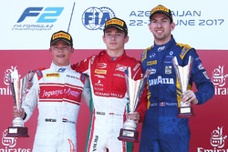 Podium: race winner Charles Leclerc, PREMA Powerteam, second place Nyck De Vries, Rapax, third place