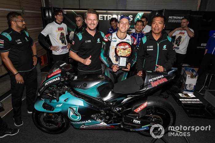 Second place Fabio Quartararo, Petronas Yamaha SRT celebrates with his team