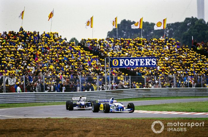 Michael Schumacher, Benetton B195 Renault, lidera sobre Damon Hill, Williams FW17 Renault