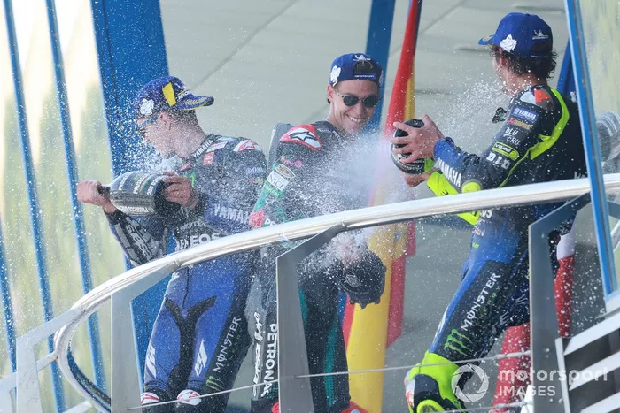 Maverick Viñales, Yamaha Factory Racing, Fabio Quartararo, Petronas Yamaha SRT,Valentino Rossi, Yamaha Factory Racing