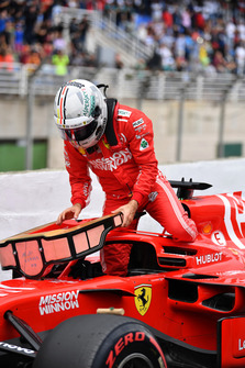 Sebastian Vettel, Ferrari SF71H dans le Parc Fermé
