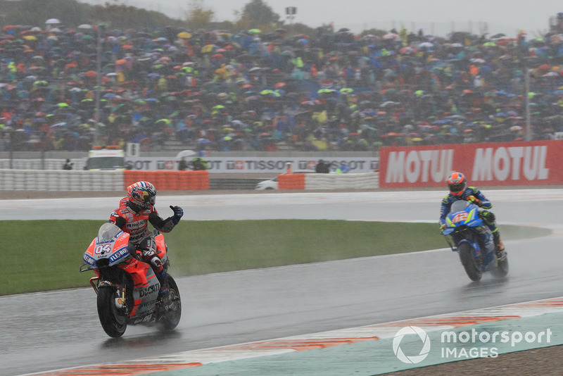Race winner Andrea Dovizioso, Ducati Team, second place Alex Rins, Team Suzuki MotoGP