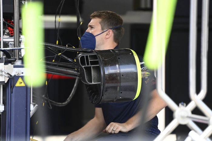 Detalle del tambor de freno delantero del Red Bull Racing RB16B