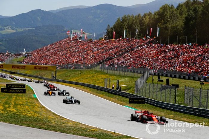 Charles Leclerc, Ferrari SF90, Valtteri Bottas, Mercedes AMG W10, Lewis Hamilton, Mercedes AMG F1 W10, Lando Norris, McLaren MCL34, Kimi Raikkonen, Alfa Romeo Racing C38