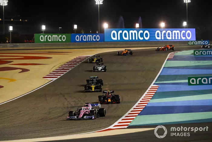 Sergio Pérez, Racing Point RP20, Alex Albon, Red Bull Racing RB16, Daniel Ricciardo, Renault F1 Team R.S.20, Valtteri Bottas, Mercedes F1 W11