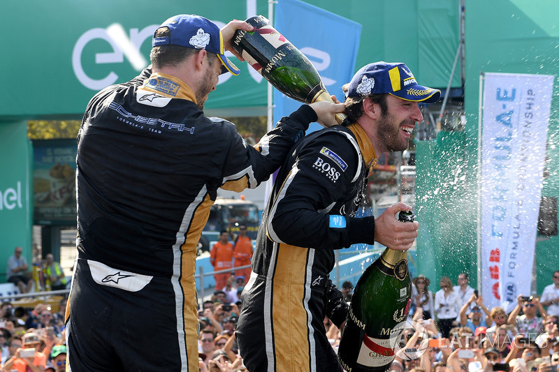 Andre Lotterer, Techeetah, Jean-Eric Vergne, Techeetah, vieren feest op het podium