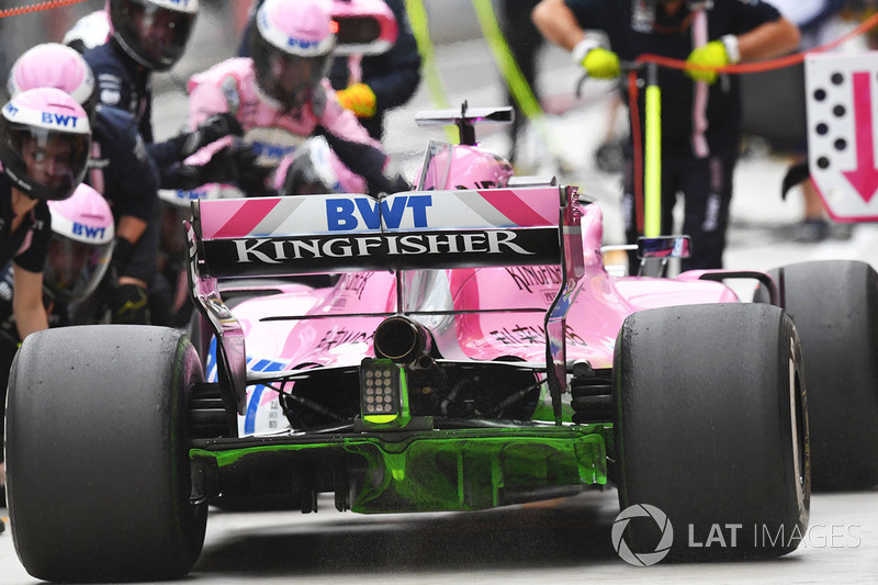 Force India VJM11 with aero paint on rear diffuser