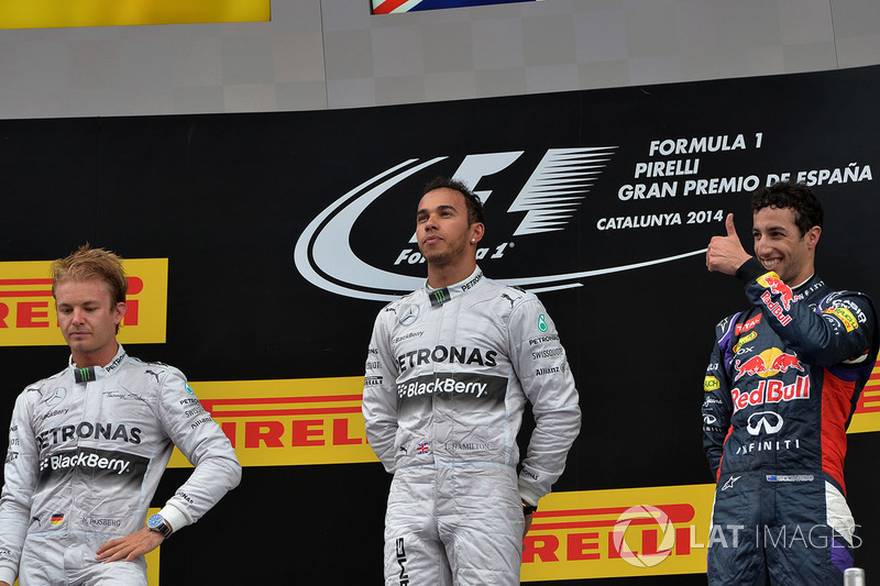 Podium: race winner Lewis Hamilton, Mercedes AMG F1, second place Nico Rosberg, Mercedes AMG F1, third place Daniel Ricciardo, Red Bull Racing