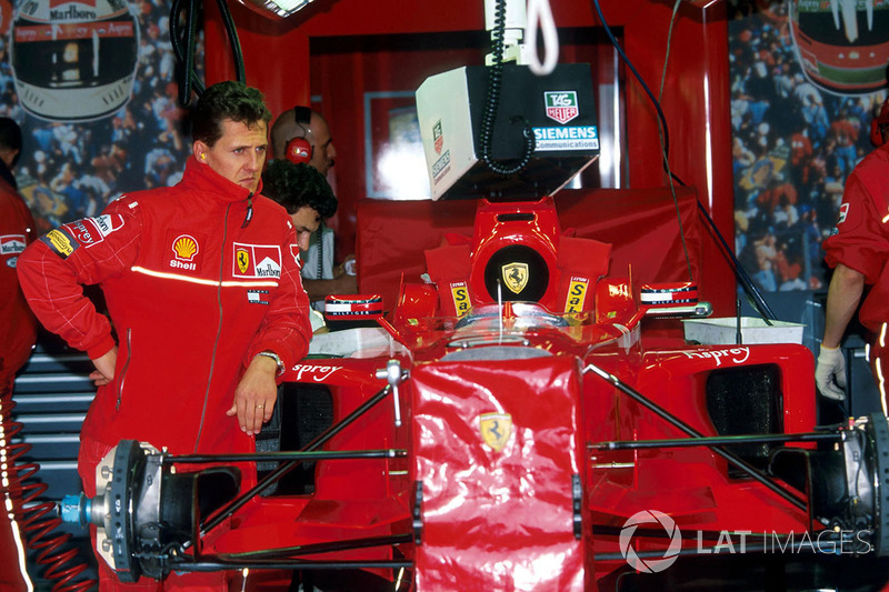 Michael Schumacher, Ferrari with his Ferrari F300 in the Ferrari garage