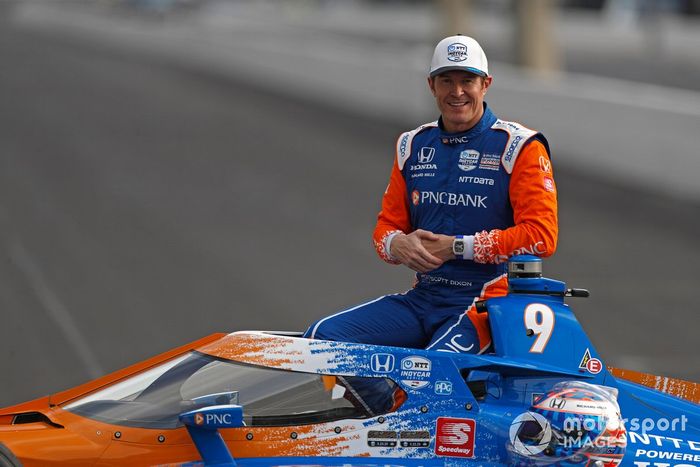 Scott Dixon, Chip Ganassi Racing Honda celebra la obtención del premio NTT P1 y la pole position