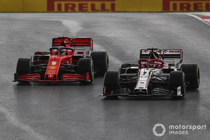 Kimi Raikkonen, Alfa Romeo Racing C39, Sebastian Vettel, Ferrari SF1000