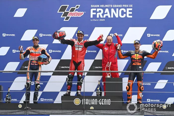 Podio: 1º Danilo Petrucci, 2º Alex Márquez, 3º Pol Espargaró