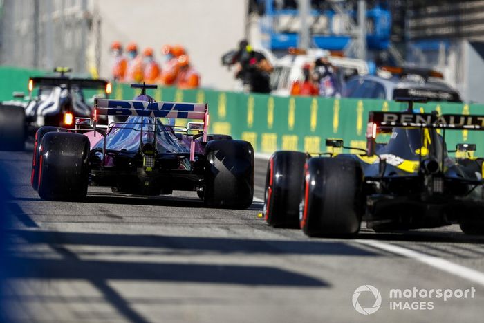 Sergio Pérez, Racing Point RP20, Daniel Ricciardo, Renault F1 Team R.S.20