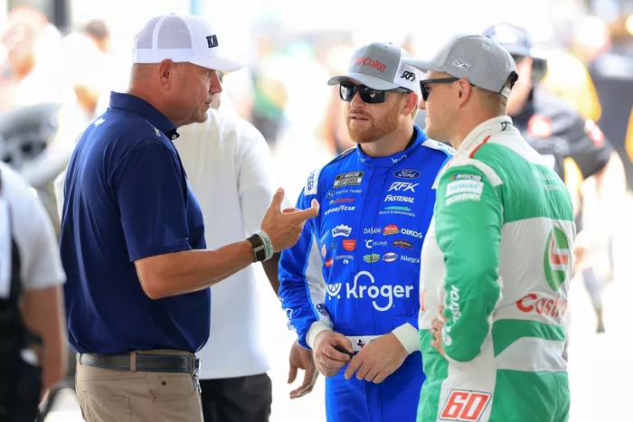 Chris Rice, President of Kaulig Racing, Chris Buescher, Roush Fenway Keselowski Racing Ford, Ryan Preece, Roush Fenway Keselowski Racing Ford
