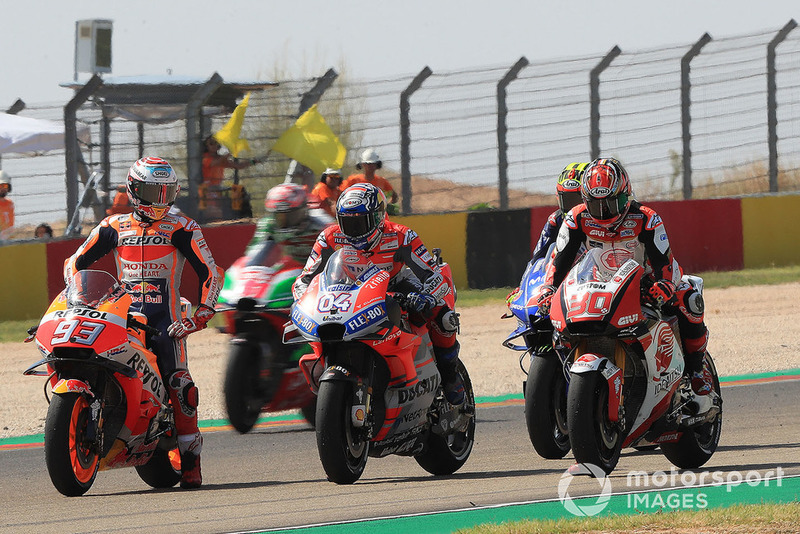 Marc Marquez, Repsol Honda Team, Andrea Dovizioso, Ducati Team, practice start
