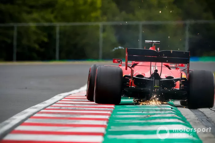 Sparks kick up from Sebastian Vettel, Ferrari SF1000
