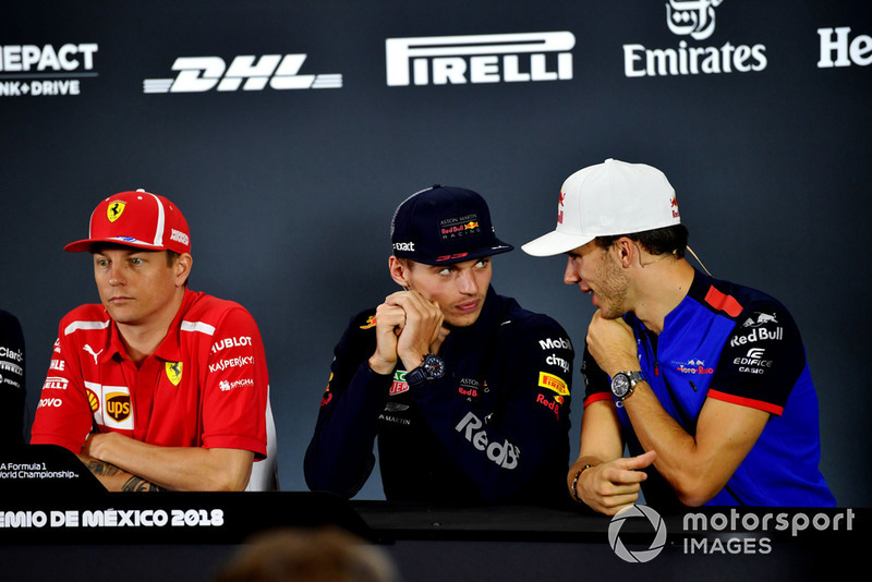 Kimi Raikkonen, Ferrari, Max Verstappen, Red Bull Racing and Pierre Gasly, Scuderia Toro Rosso in Press Conference