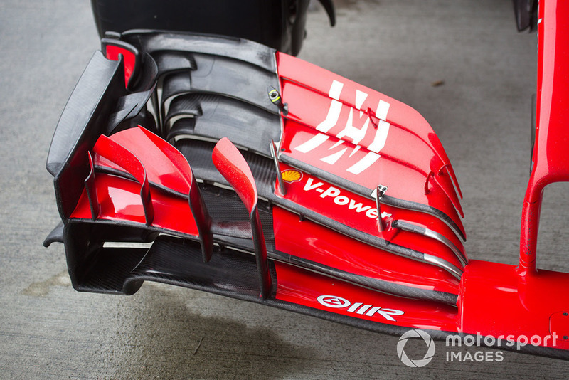 Front wing of Ferrari SF71H with new Ferrari livery 