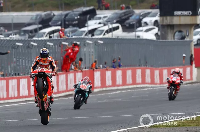 Ganador de la carrera Marc Marquez, Repsol Honda Team, 2º Fabio Quartararo, Petronas Yamaha SRT, 3º Andrea Dovizioso, Ducati Team 