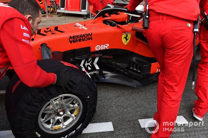 Detalle de los bargeboards del coche de Sebastian Vettel, Ferrari SF90 