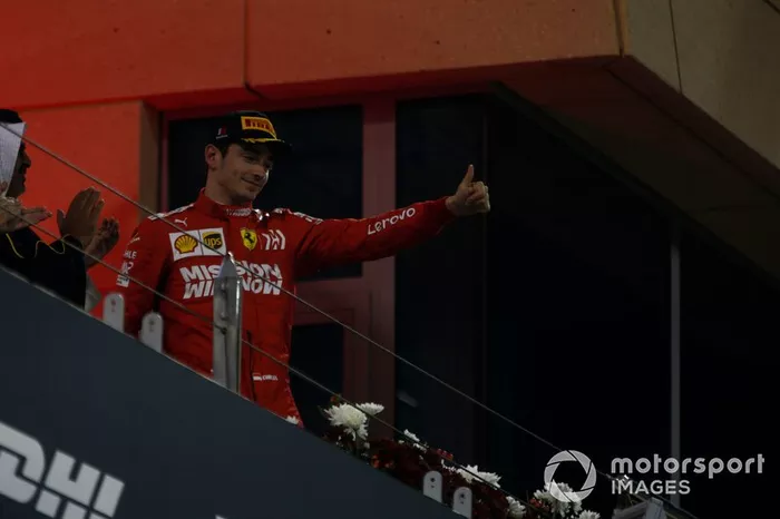 Charles Leclerc, Ferrari, tercer lugar en Parc Ferme