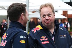 Christian Horner, Red Bull Racing teambaas met Andy Palmer, Aston Martin CEO